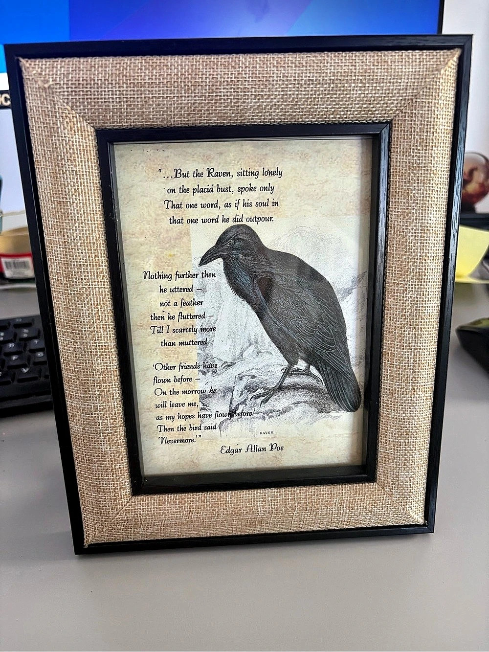 The Raven by Edgar Allan Poe Framed Wall Art in Black & Brown